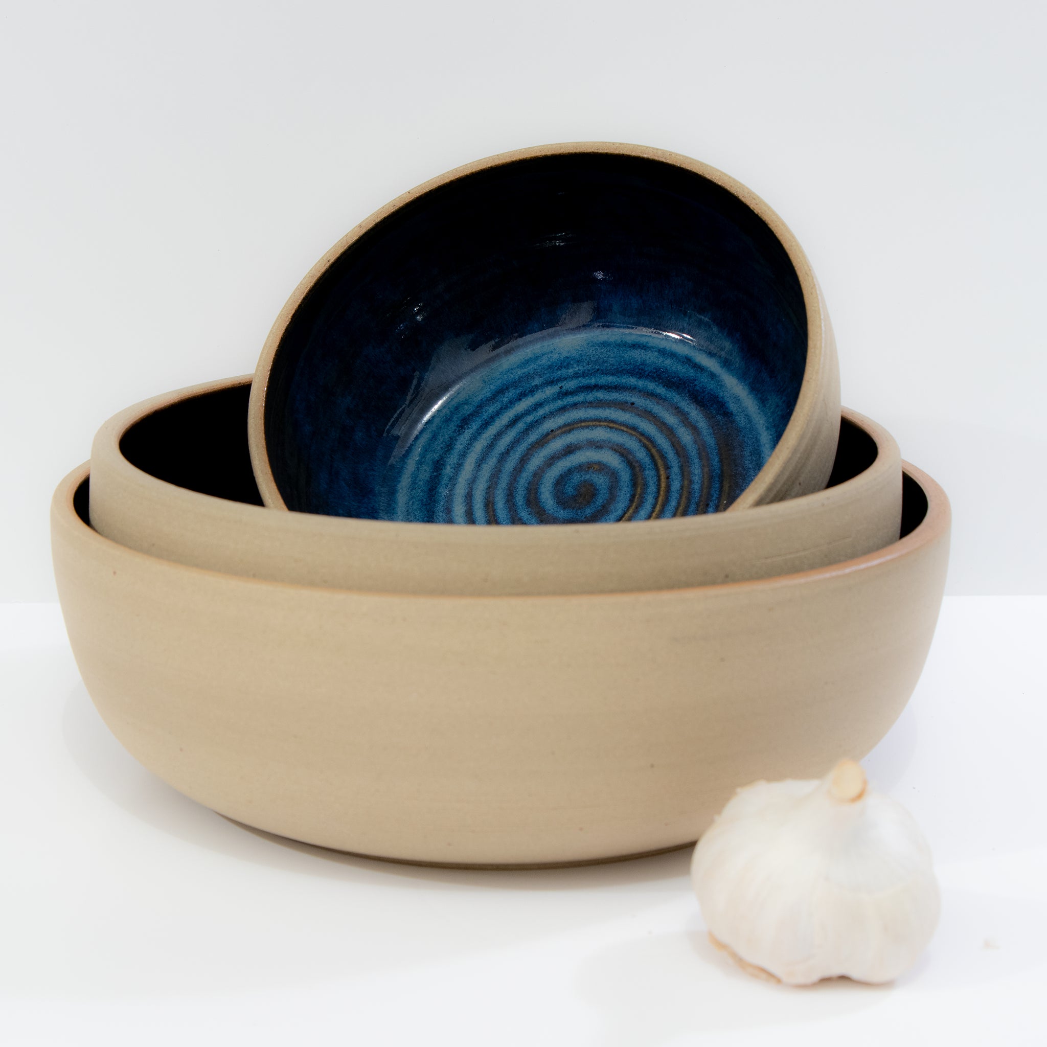 AB Ceramics Serveerschaal Spiraal Geel Blauw D22,5 - AB Ceramics