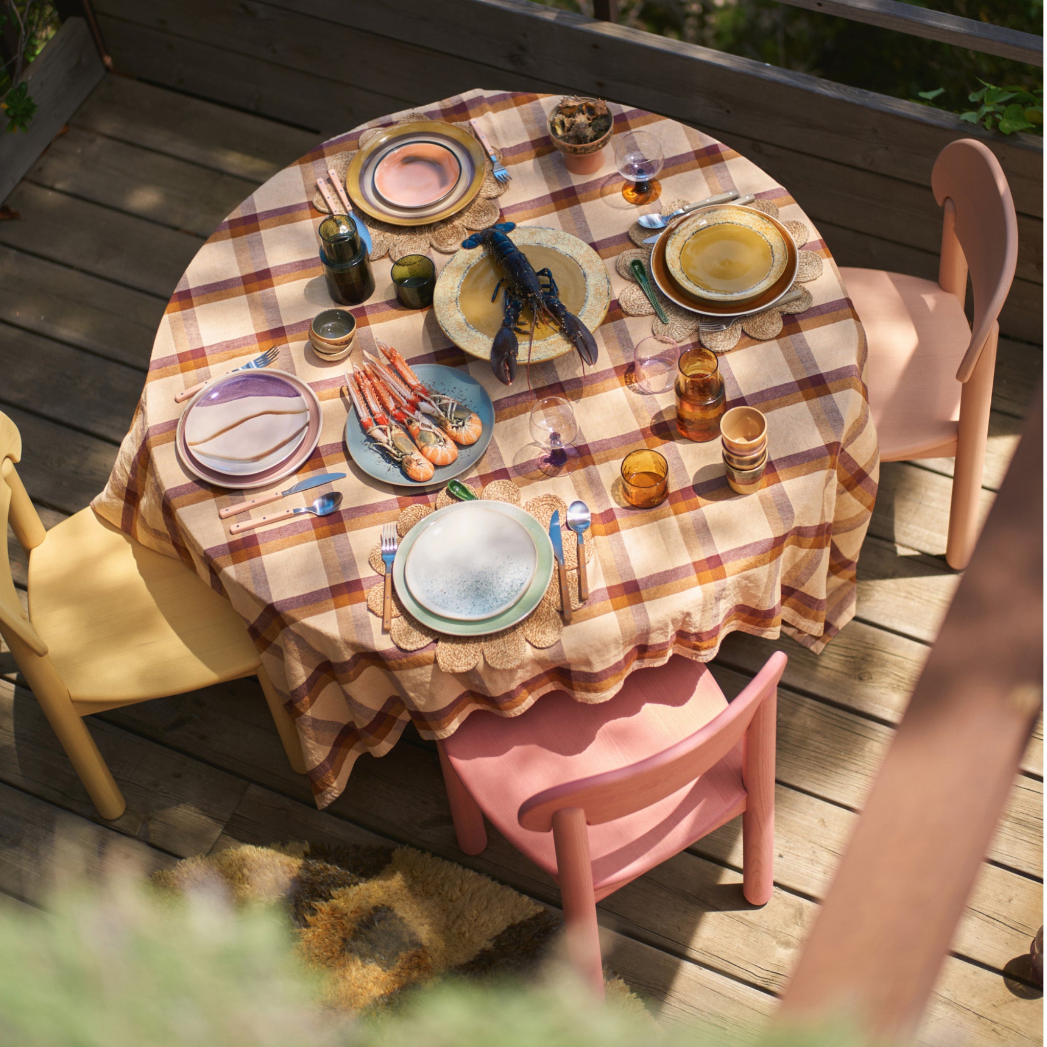 HK Living 70s Ceramics Laag Bord Palms D27,5 2 st. - HK Living