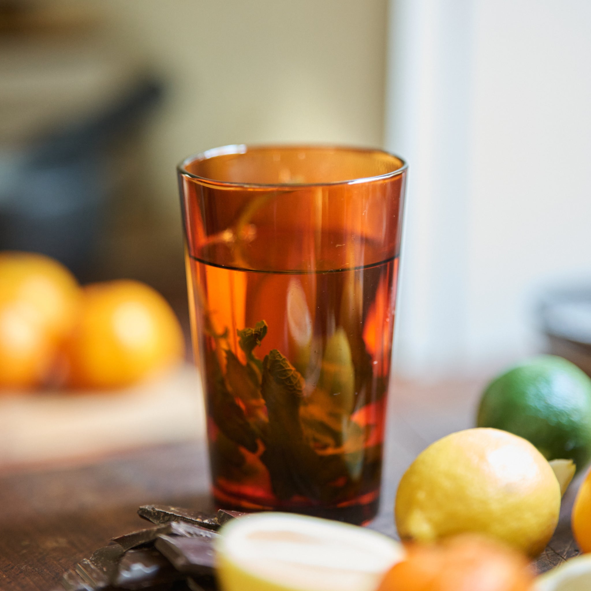 HK Living 70s Glassware Theeglas Amber Brown 4 st. - HK Living