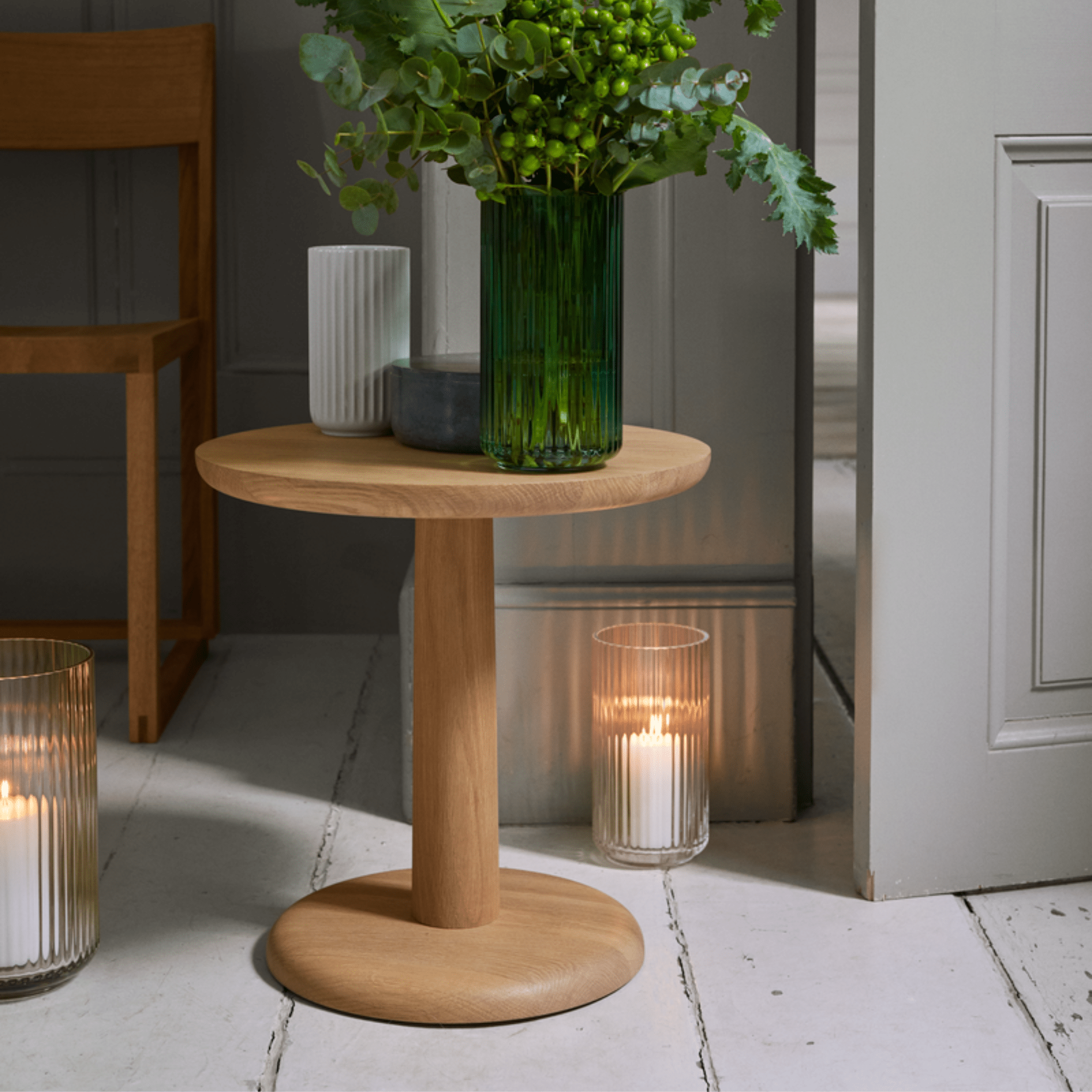 Lyngby Porcelaen Vaas Helder H20 Kaarslicht