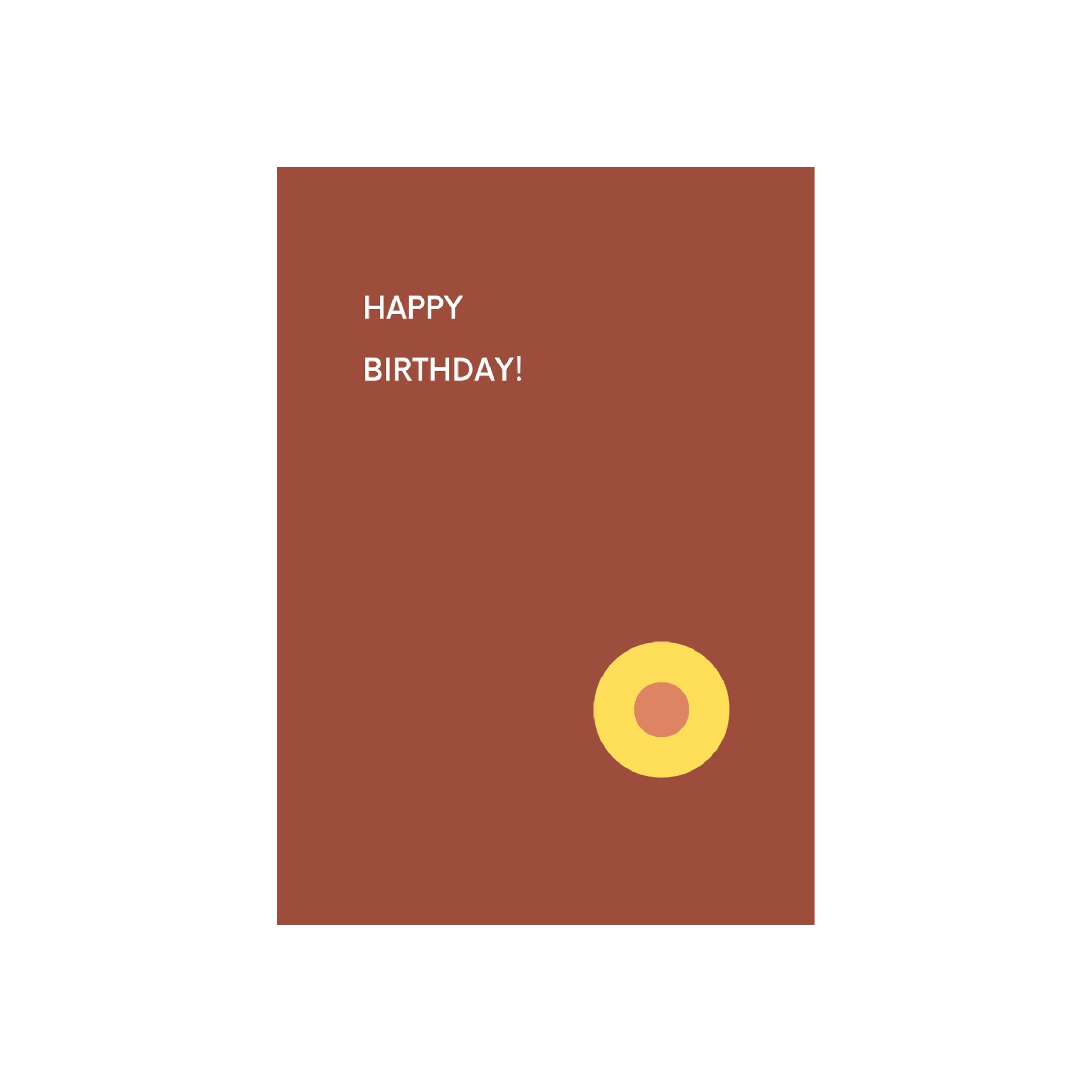 De Matriks JL Postkaart Happy Birthday Burgundy Dubbel van Matriks heeft een bordeauxrode achtergrond, vetgedrukte witte HAPPY BIRTHDAY! tekst en een modern grafisch ontwerp in warme kleuren voor een stijlvolle verjaardagsgroet.
