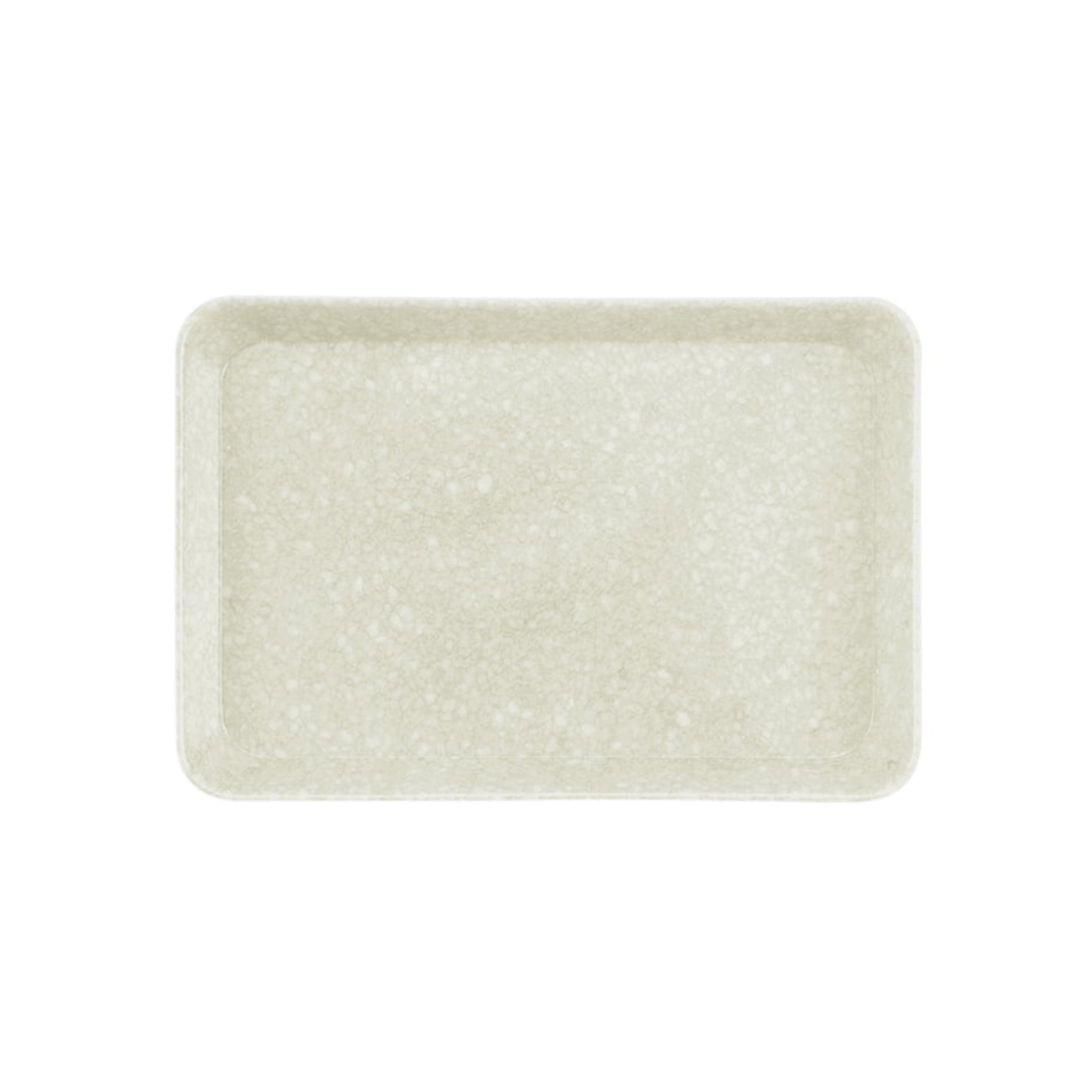 Het gemarmerde Dienblad Ivoor 23/16 van Melamine Marbled is een rechthoekig, lichtbeige melamine dienblad met een gemarmerd patroon en opstaande randen, ideaal als organiser dienblad voor je kantoor, hier afgebeeld op een witte achtergrond.