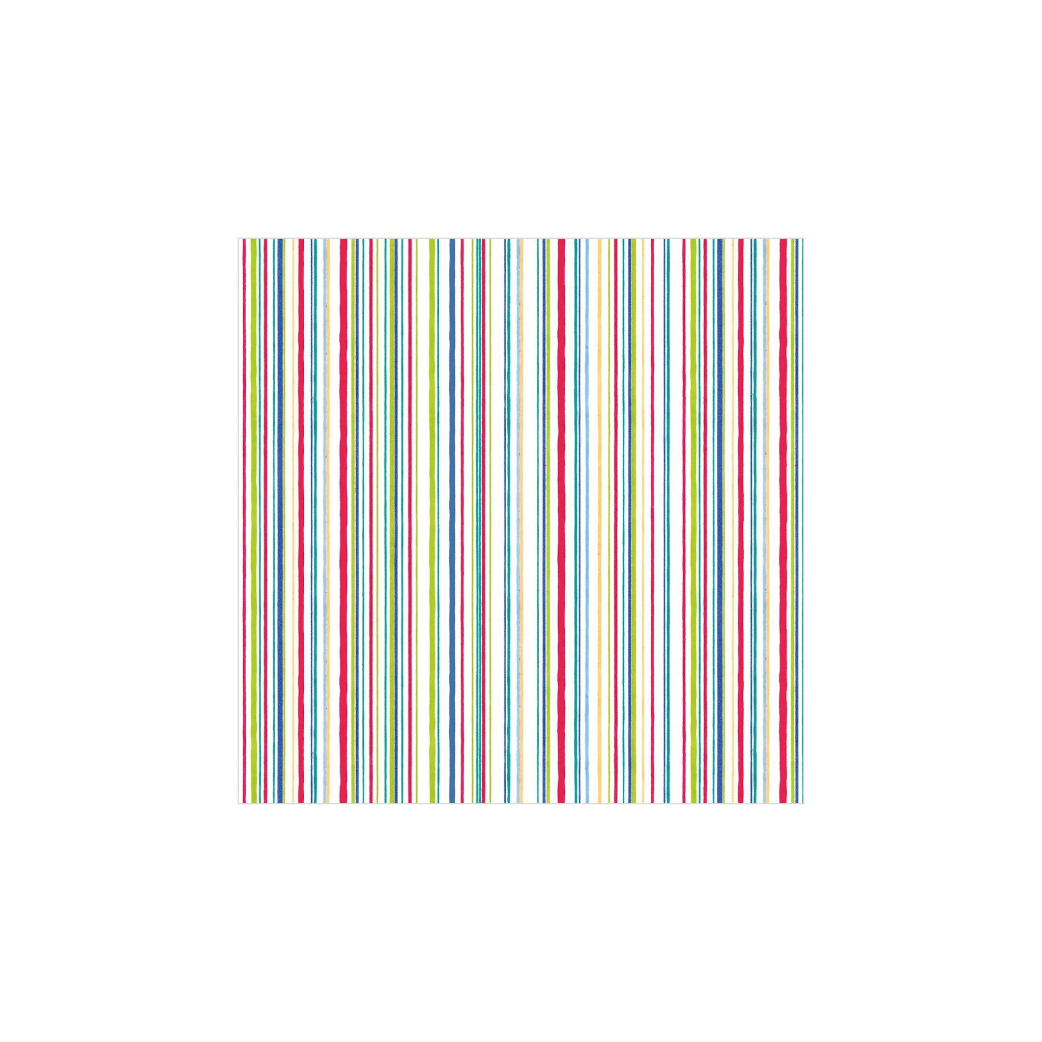 PPD Papieren Servetten Linea 33/33 van PPD hebben een vierkant patroon met kleurrijke verticale strepen op wit. Ze zijn gemaakt van 3-laags FSC-papier en zijn perfect om stijl en kleur toe te voegen aan je tafelschikking.