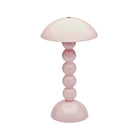 Addison Ross Bobbin Lamp LED Oplaadbaar Roze: een moderne, glanzend roze lamp met koepelvormige kap en gestapelde bollenvoet-ideale sfeerverlichting van Addison Ross voor elke chique ruimte.
