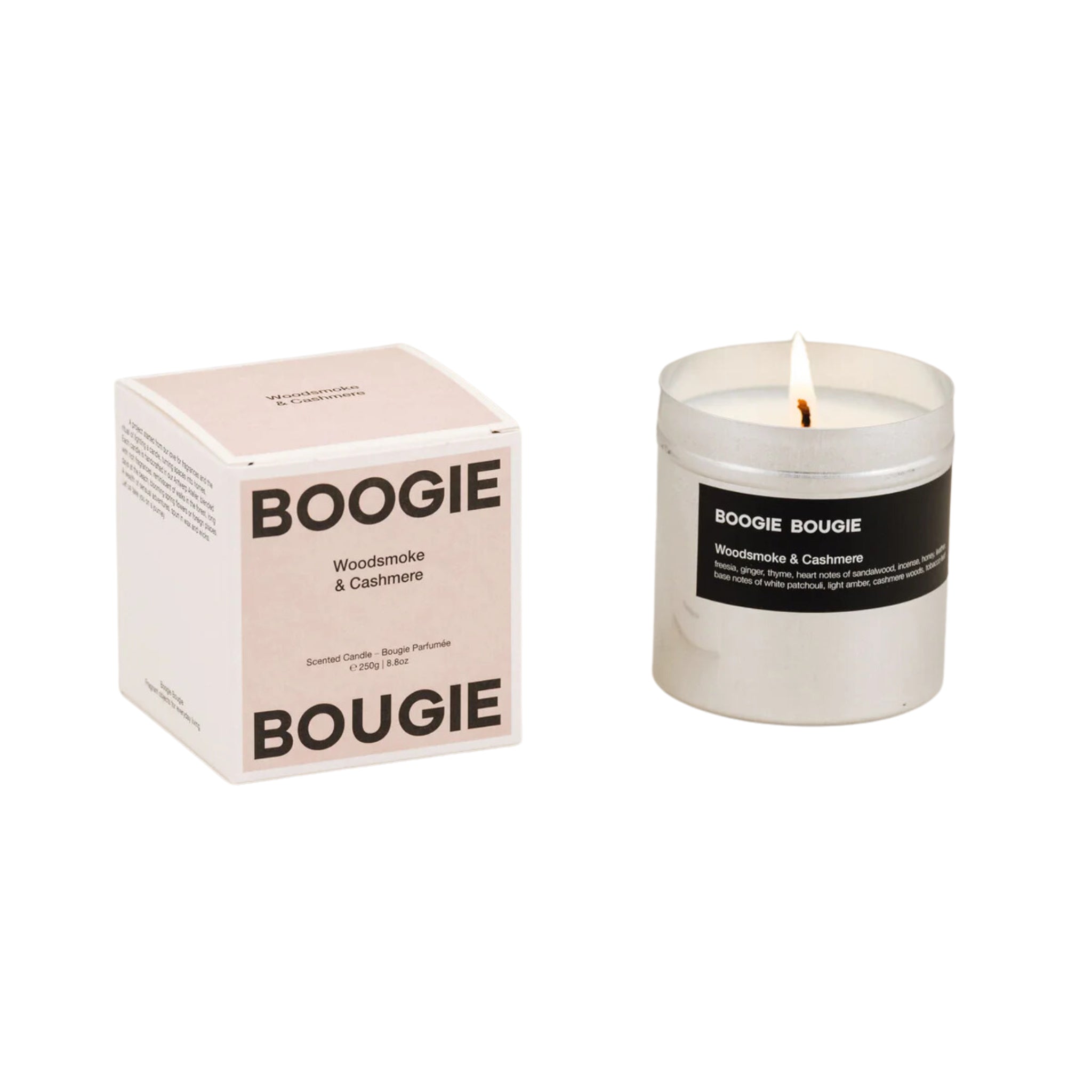 Boogie Bougie Geurkaars Woodsmoke & Cashmere 250 g