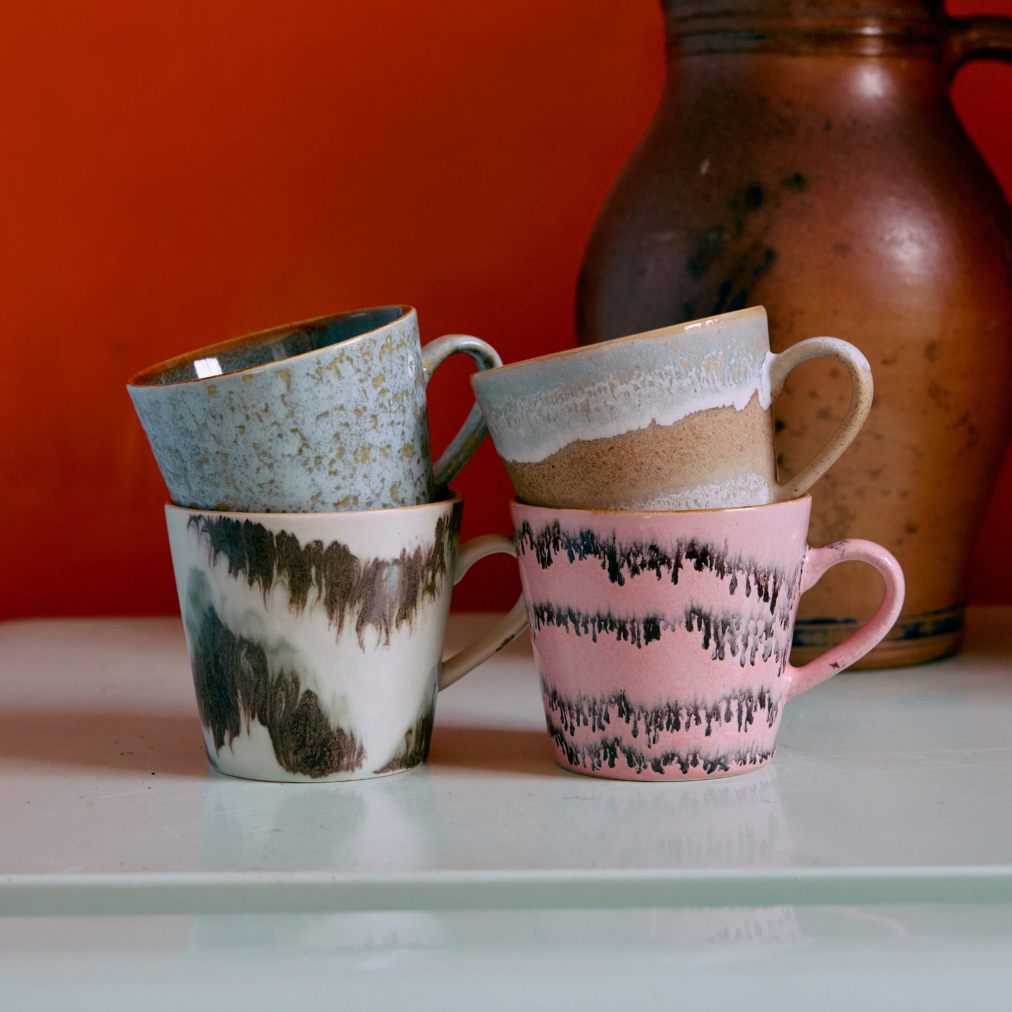 HK Living 70s Ceramics Cappuccinokop Dada 4 st. - HK Living