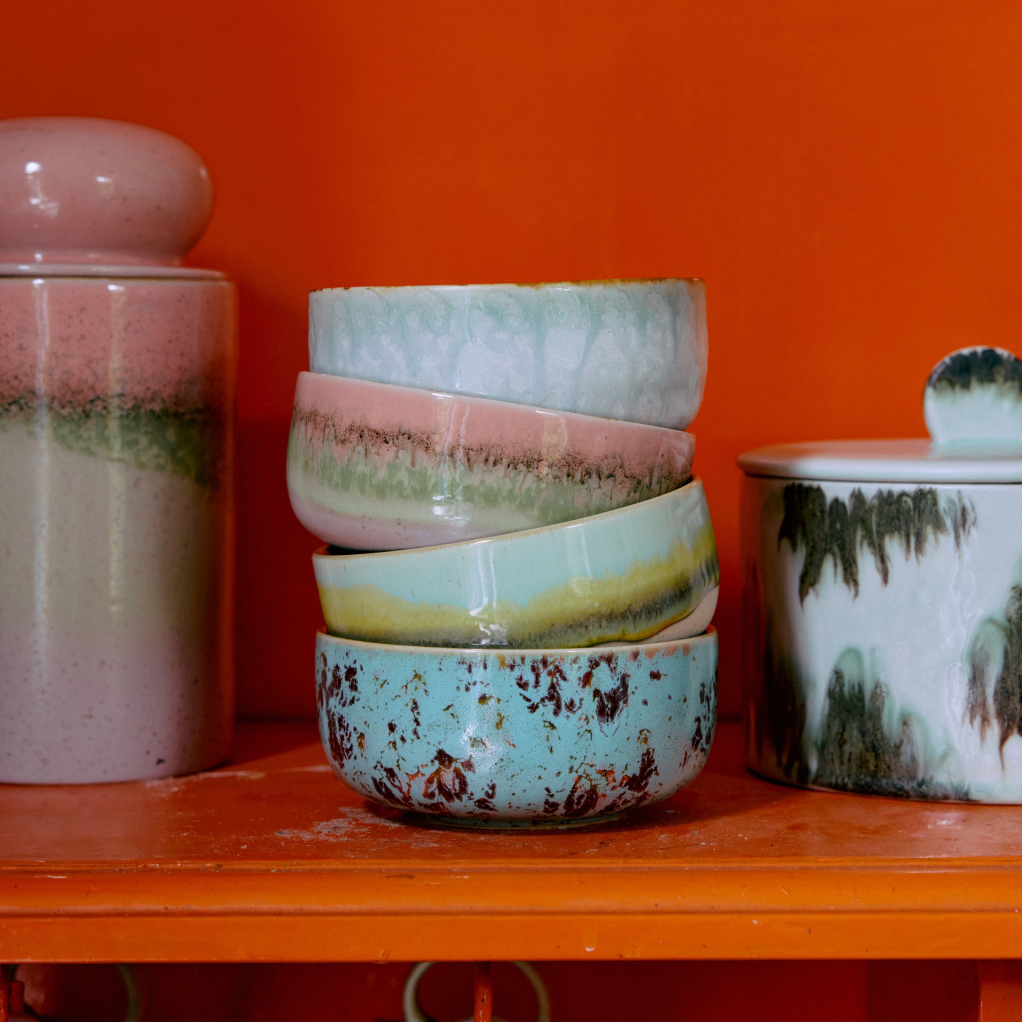 HK Living 70s Ceramics Dessertkom Impression 4 st. - HK Living