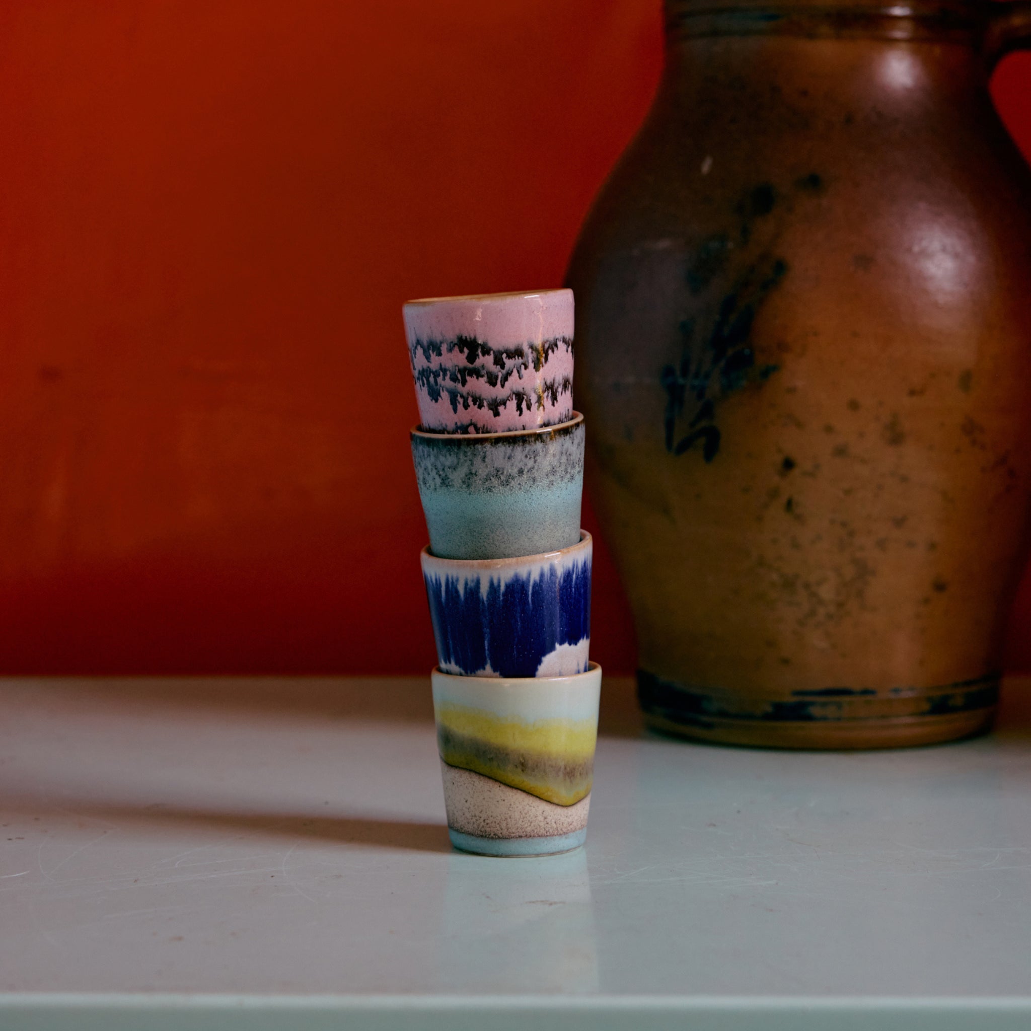 HK Living 70s Ceramics Eierdop Vibrance 4 st. - HK Living