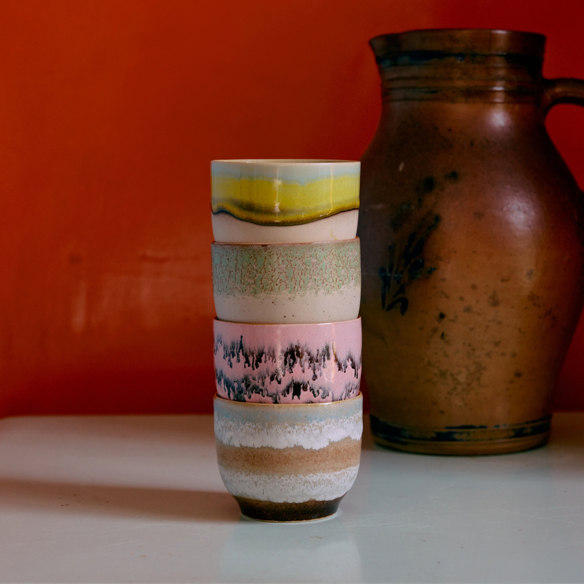 HK Living 70s Ceramics Koffiekop Deco 4 st. - HK Living