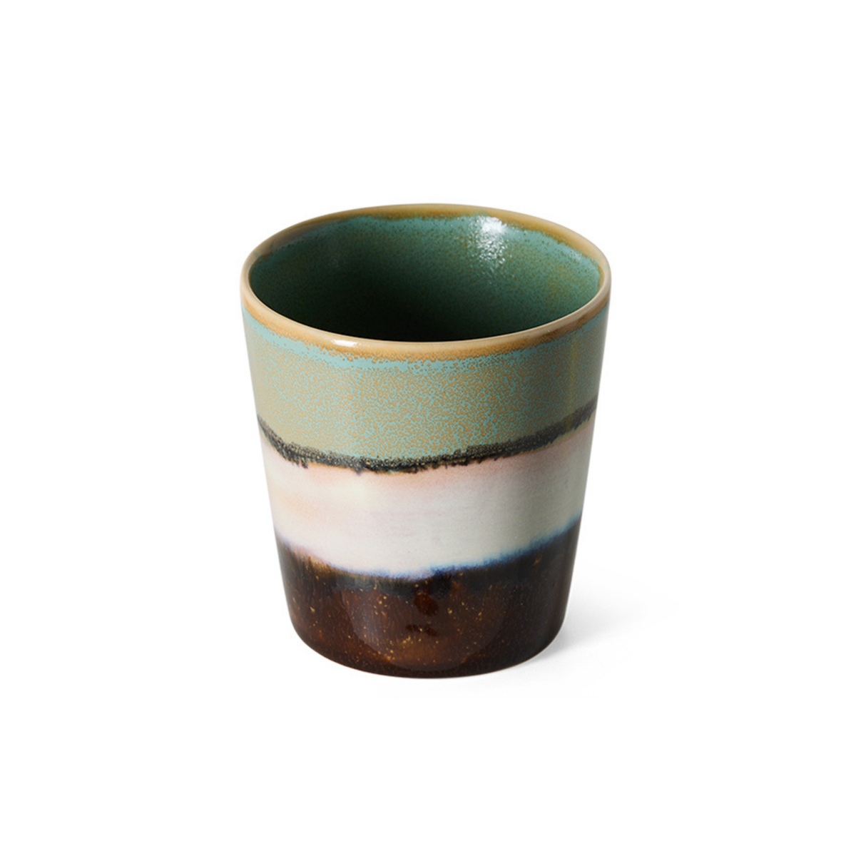 HK Living 70s Ceramics Koffiekop Gelato van schuin boven, met zicht op de groene binnenkant, op een witte achtergrond