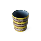 HK Living 70s Ceramics Koffiekop Layers van schuin boven, met zicht op de blauwgrijze binnenkant, op een witte achtergrond