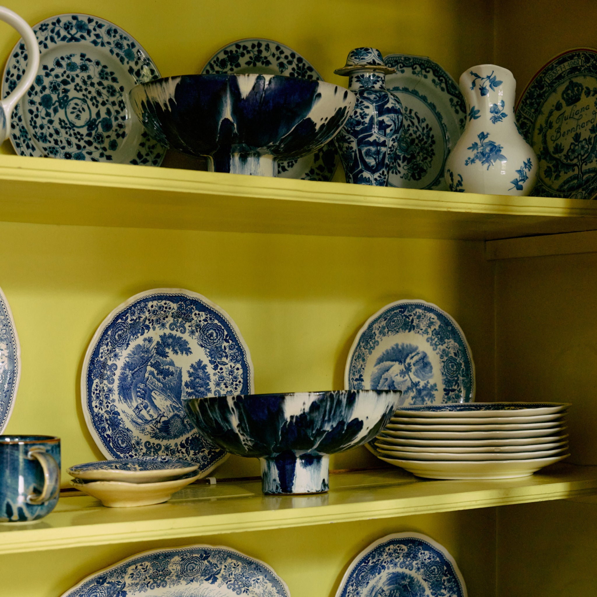 HK Living 70s Ceramics Kom op Voet Indigo - HK Living