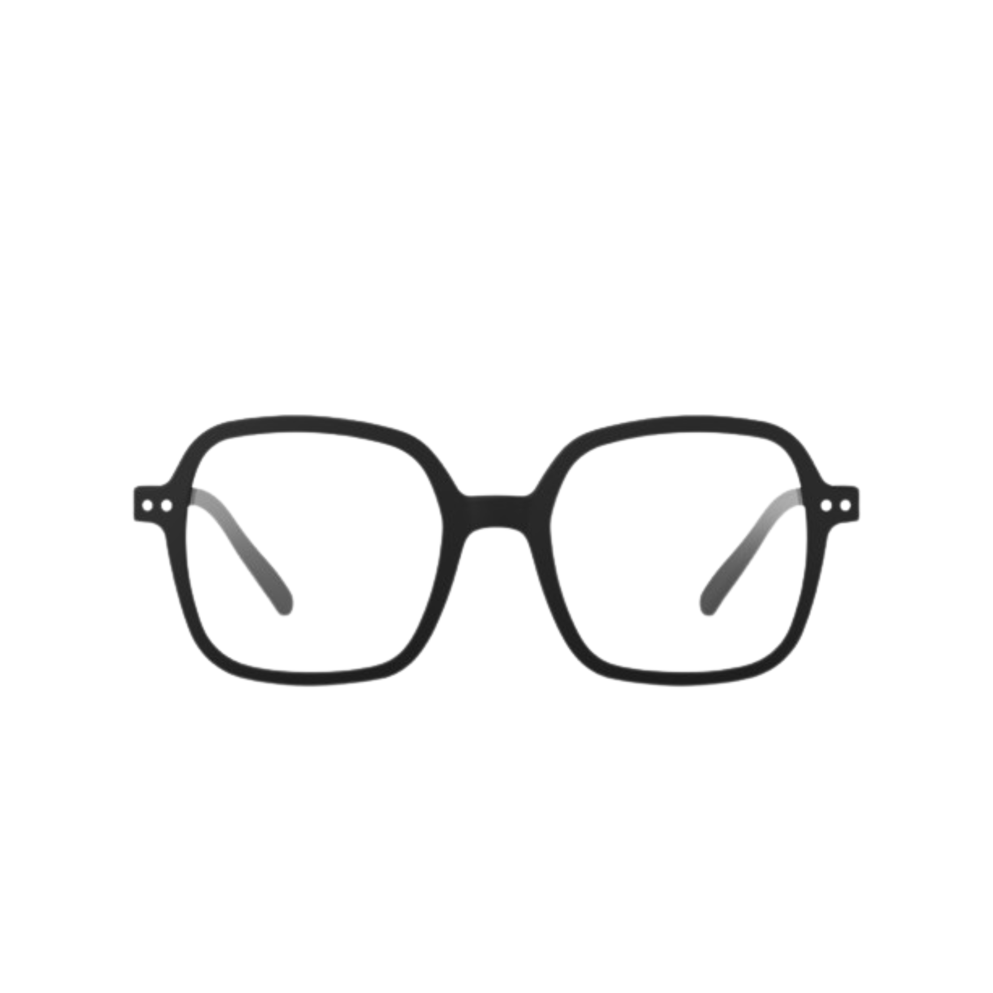 De Izipizi Leesbril Office Zwart van Izipizi heeft een zwart, vierkant montuur met heldere glazen en een blauwlichtfilter – ideaal om stijlvol op kantoor te dragen.