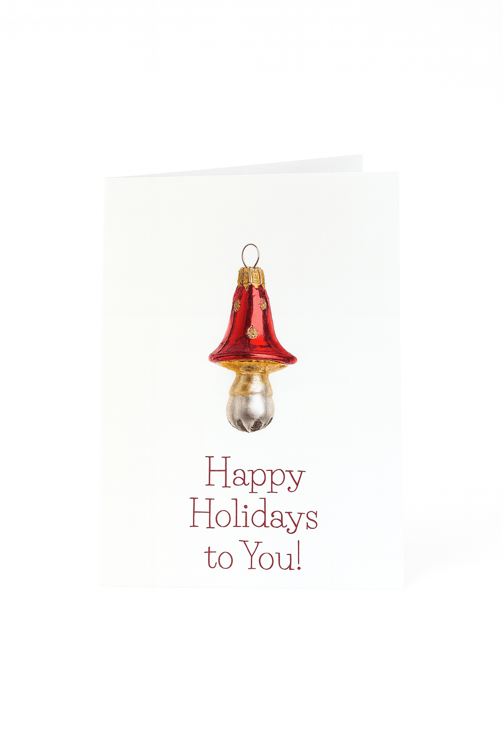 Stuur een feestelijke boodschap met de Matriks Kerst- en Nieuwjaarskaart Happy Holidays to You! van Matriks, met een rood-gouden bel op wit-een perfecte eindejaarsgroet.