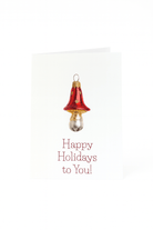 Stuur een feestelijke boodschap met de Matriks Kerst- en Nieuwjaarskaart Happy Holidays to You! van Matriks, met een rood-gouden bel op wit-een perfecte eindejaarsgroet.