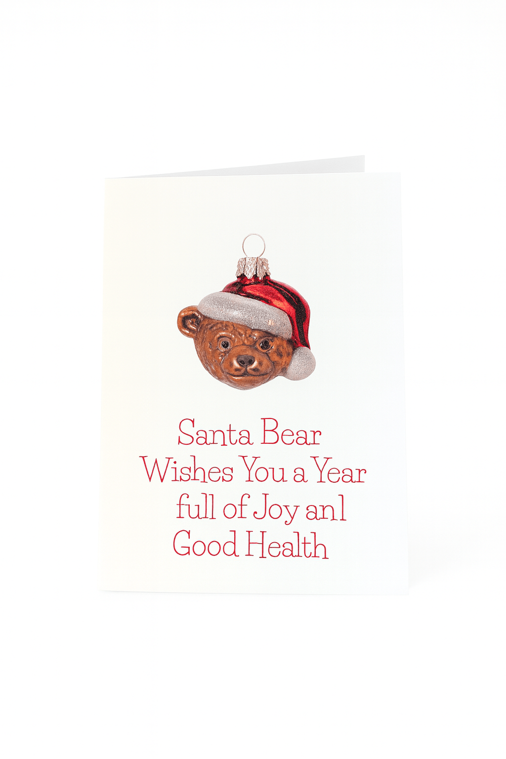 De Matriks Kerst- en Nieuwjaarskaart Santa Bear van Matriks heeft een beer ornament met een kerstmuts en de boodschap: Santa Bear Wishes You a Year full of Joy and Good Health. Een perfecte kaart voor kerst- en nieuwjaarswensen.