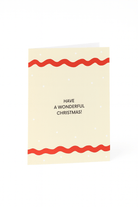 De Matriks Kerstkaart Have a Wonderful Christmas! van Matriks heeft een crèmekleurige achtergrond, rode golvende randen, witte stippen en de feestelijke groet "Have a Wonderful Christmas!" gedrukt in het midden.