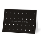 De Matriks Kerstkaart "Let's Decorate the Xmas Tree and Party!" van het merk Matriks heeft een zwart ontwerp met kleine witte kerstboomicoontjes en feestelijke tekst van Ann Berger.