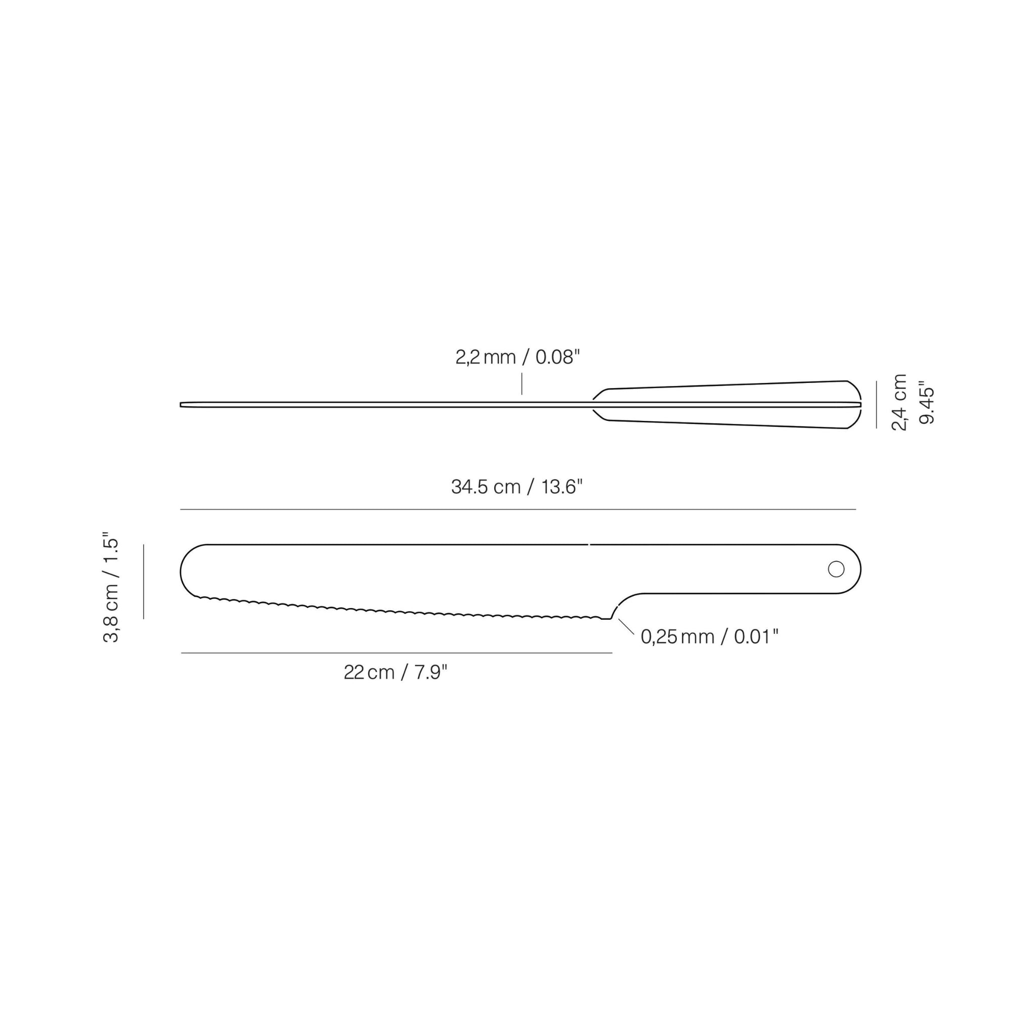 <veark Broodmes 22cm Afmetingen