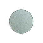 Een ronde, lichtgrijze Jacob Jensen Optical Rookmelder Groen D10 van Hoptimist met een geweven rasterstructuur, van bovenaf gezien op wit - een weerspiegeling van strak Scandinavisch design.
