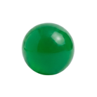 Een glanzende, gladde, groene glazen knikker op een witte achtergrond, die de verfrissende groene tint van de Matias Moellenbach OBA Zeep Bar Aloe Vera van Matias Moellenbach weerspiegelt.