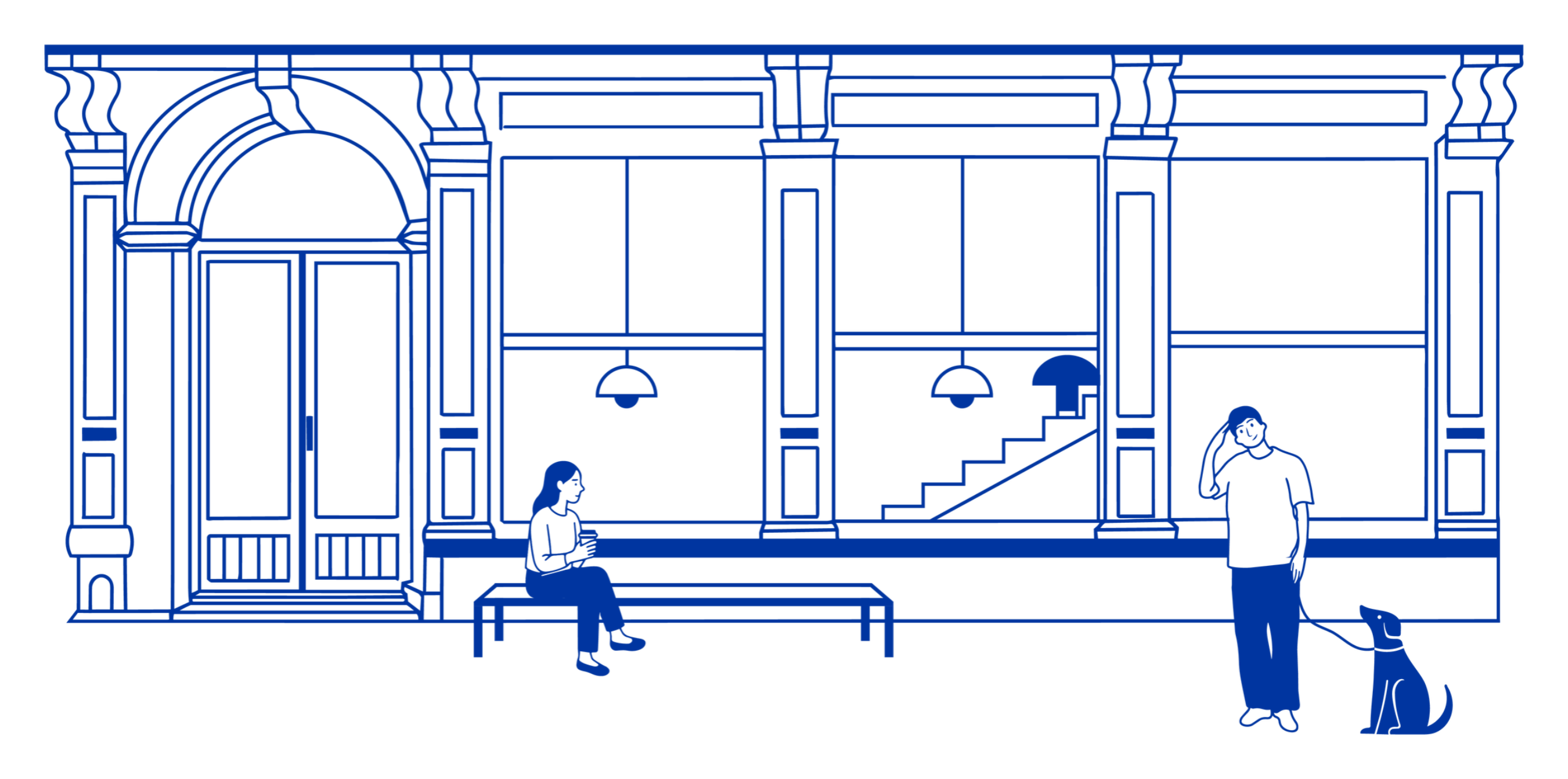 Tekening van de Matriks winkel in de Korte Nieuwstraat